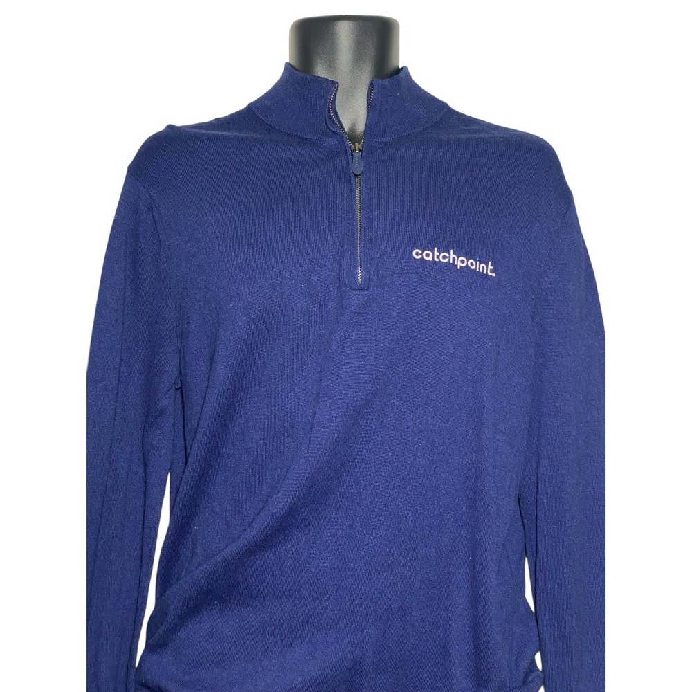 Vineyard Vines Blue Cashmere Blend 1/4 Zip Up Pullover Sweater CatchPoint Medium - Picture 2 of 7